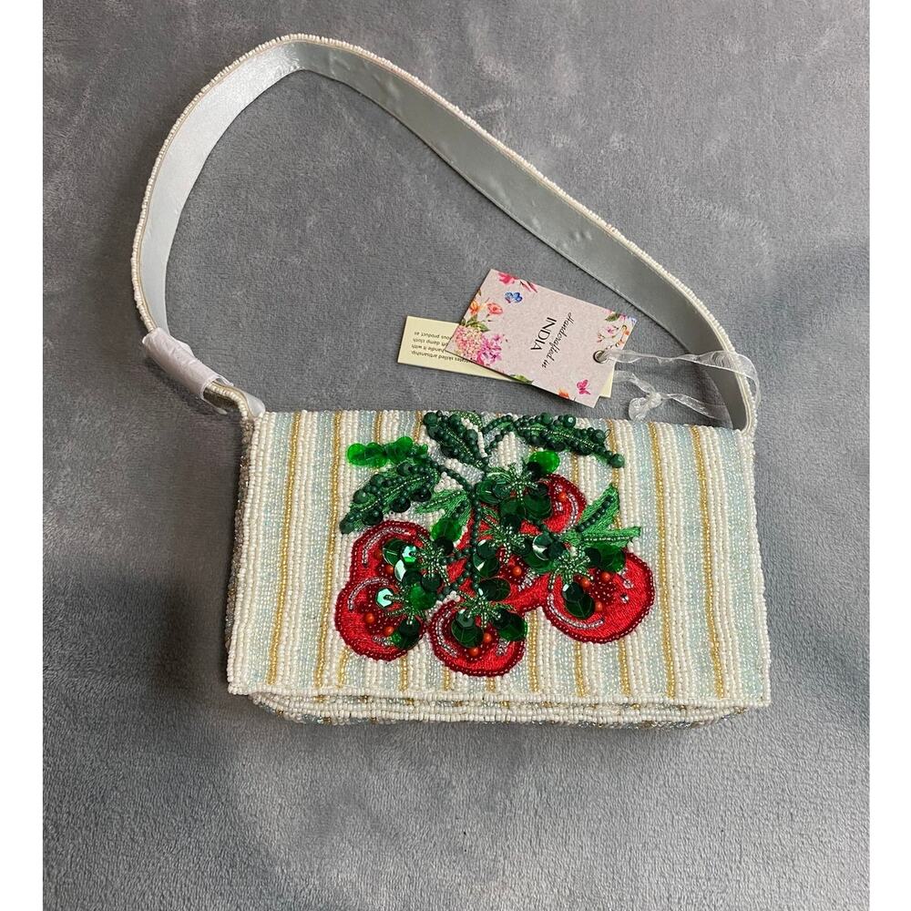 Unbranded Tomato Purse Pastel Striped Beaded Small Coquette Aesthetic NWT
